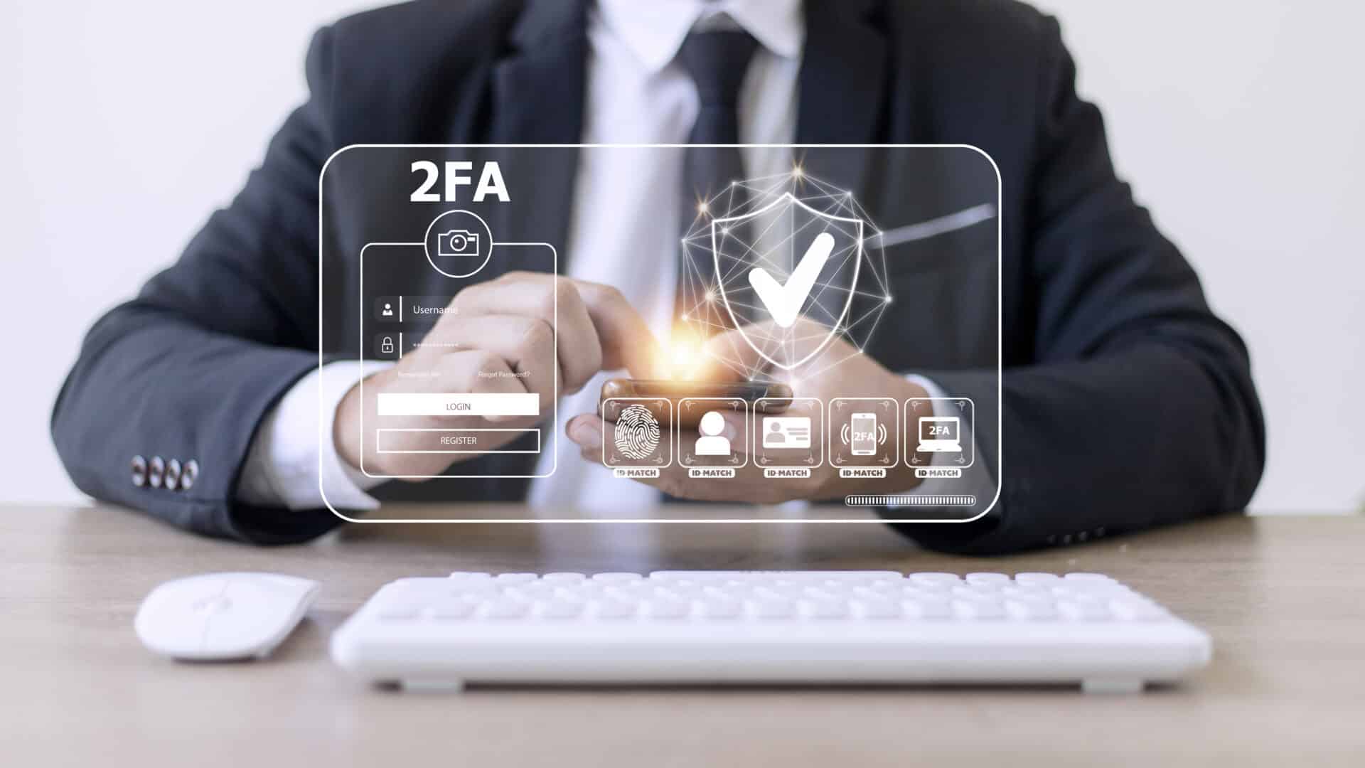 2FA increases the security of your account TwoFactor Authentication laptop screen displaying a 2fa concept Privacy protect data and cybersecurity