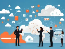 Manager and team working together employment support and delegating responsibilities concept illustration